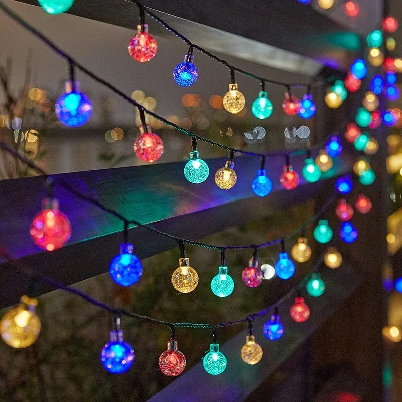 Solar Power Ball LED String Lights, guirlanda impermeável, lâmpada ao ar livre, casamento, jardim, luzes de fadas, decoração de Natal, 5m, 10m, 22m