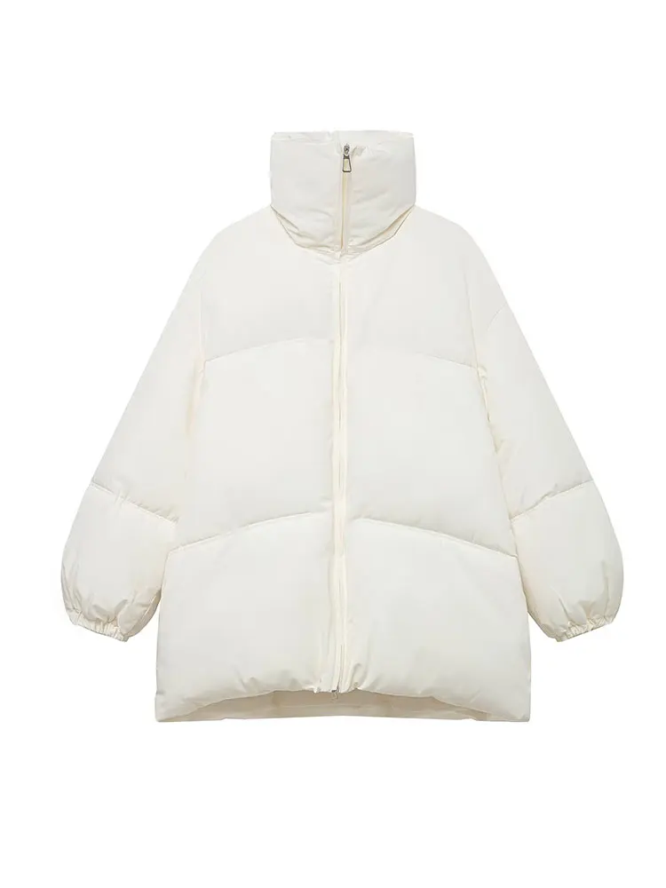 TFAFXY Women Winter Jacket Thicken Cotton Oversize Coats Elegant Long Sleeve Zipper Parkas Jackets Casual Fluffy New Outwear