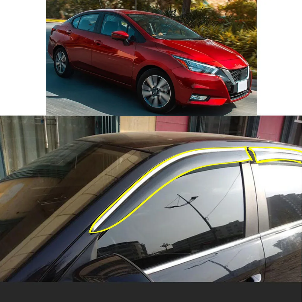 

Наклейка на кузов автомобиля, пластиковое оконное стекло, ветрозащитный козырек от дождя/солнца, вентиляционное отверстие для NISSAN Sunny Latio Almera N17 N18 2010 2011 2012-2021