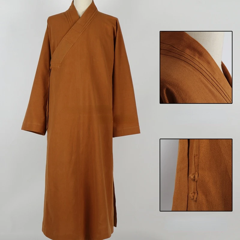 Buddhist Monk Robes Linen Autumn Winter Chinese Han Buddhism Shaolin Monks Clothes Bhikkhu Bhikkhuni Nun Costume for Men Women