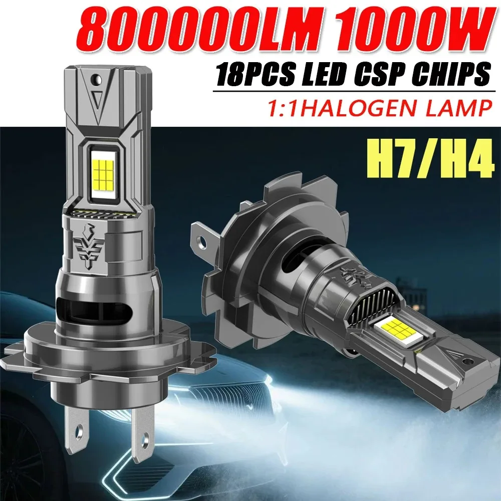 

H7 H4 Led Canbus Lights Car Headlight With Fan 800000LM Super Bright Wireless 1:1 Mini Size Turbo Fog Bulb 6000K Automobile Lamp