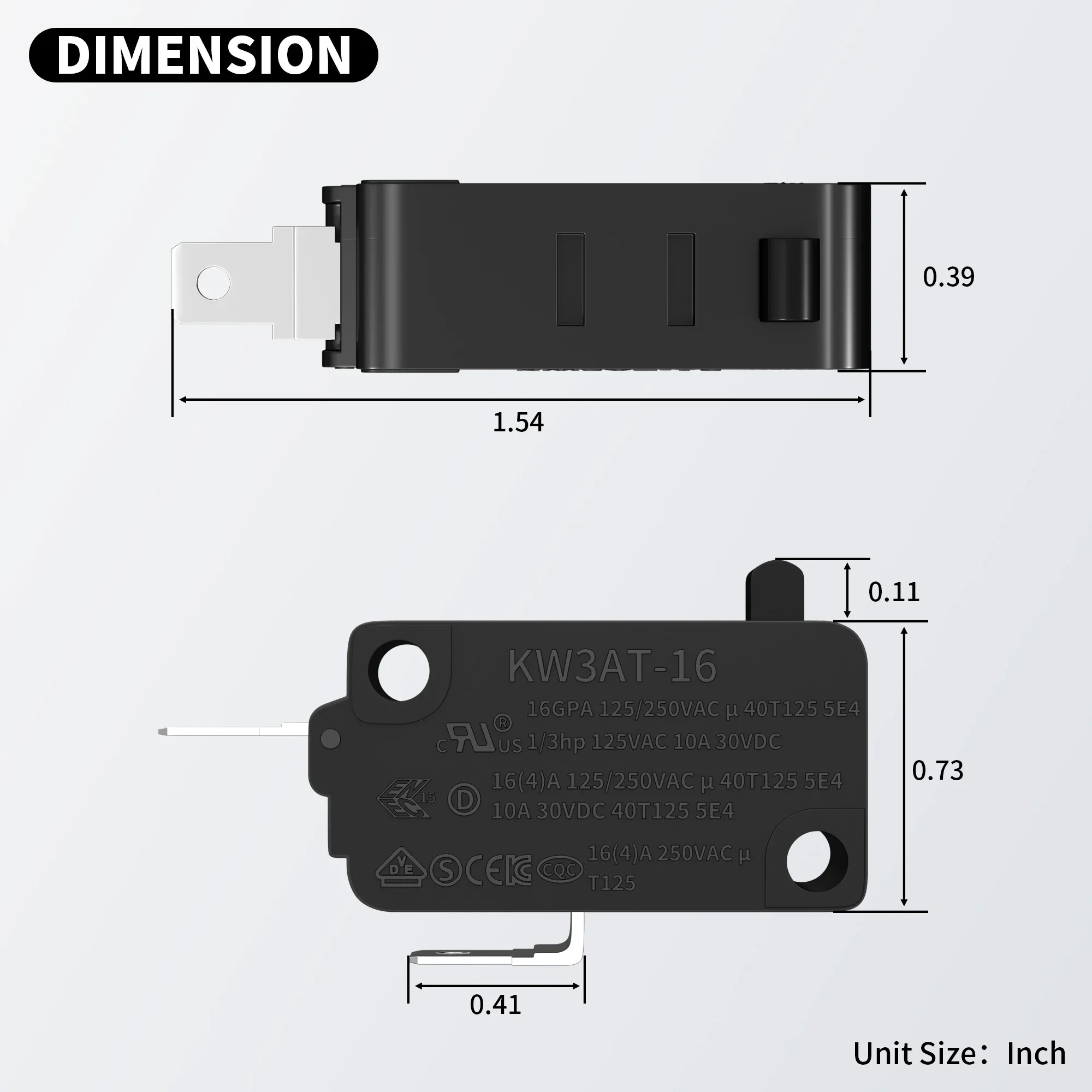 DaierTek KW3AT Microwave Door Switch 16A Interlock 4 Normally Open 2 Normally Closed T125 for Kenmore Frigidaire