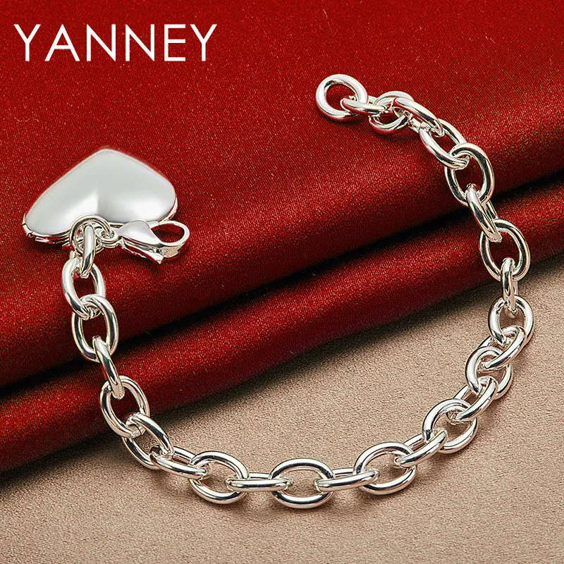 2024 New 925 Sterling Silver 8 Inches Fine Heart Photo Frame Bracelet For Women Fashion Charm Engagement Jewelry Gifts Party image 5
