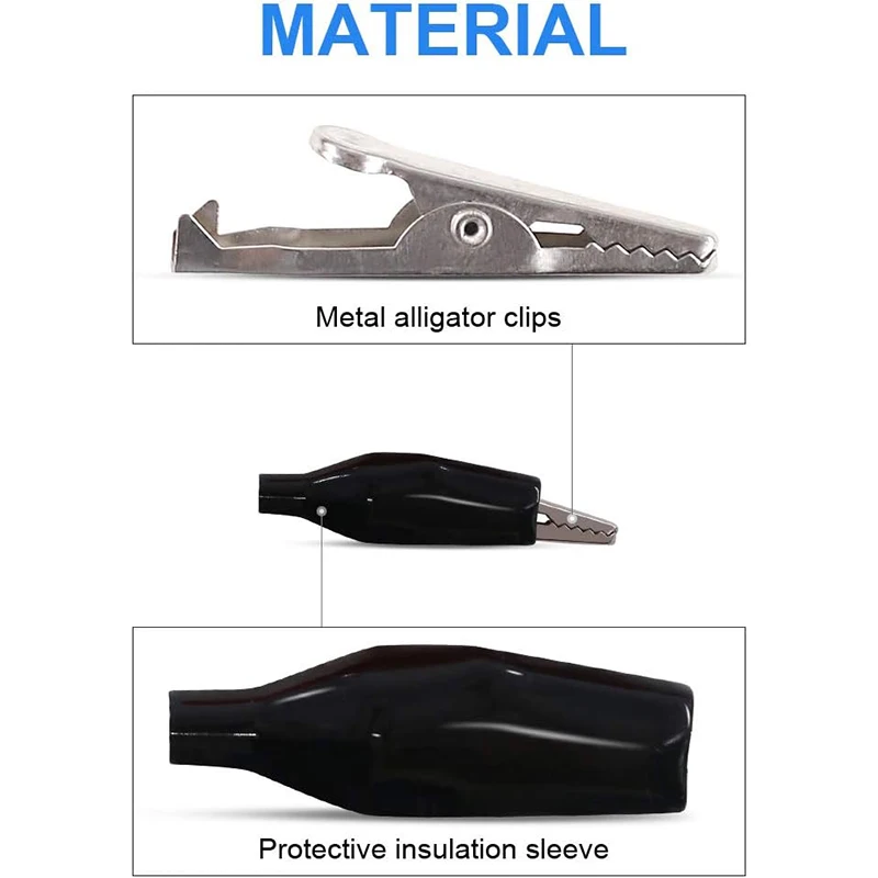 100Pcs 1.4''/35mm Alligator Crocodile Clip Electrical Test Jumper Helper with Insulation Cover for Electrical Testing Colorful image 3