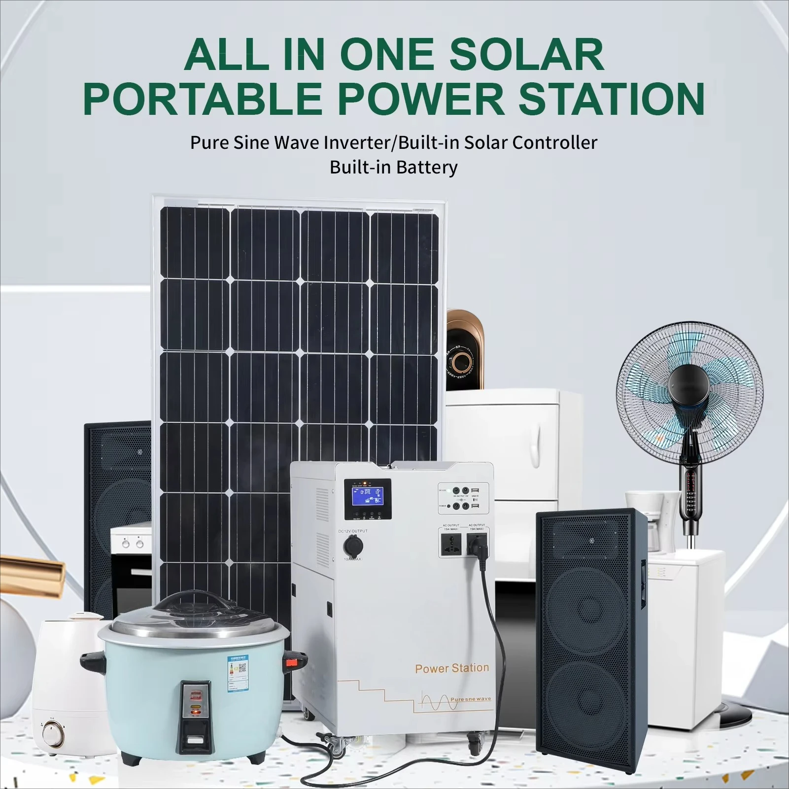 5KVA inverter solar system hybrid 80A 48VDC lithium battery  portable solar power station price