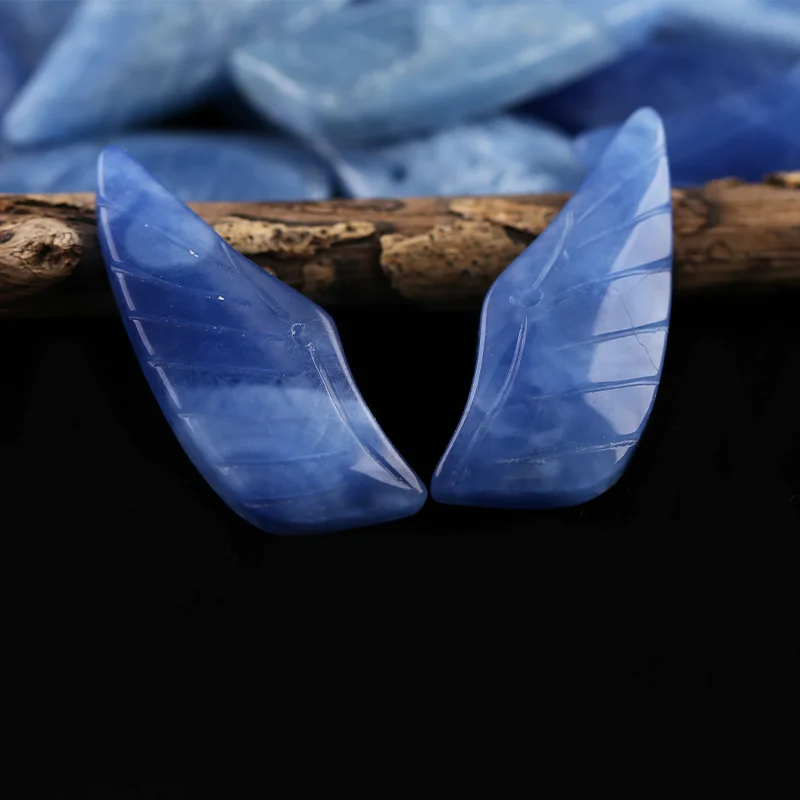 B&F Earrings Bead Blue Onyx- Wing Earrings Natural Stone jewelry accessories Handmade Jewerly