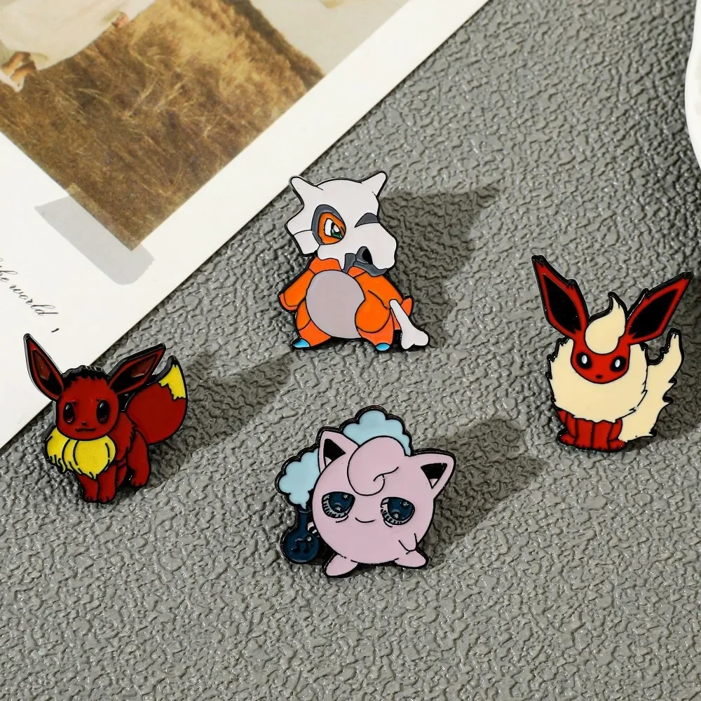 4 Pcs Characters Cartoon Brooch Flareon Jigglypuff Cute Enamel Pin Metal Badge Jewelry Clothing Backpack Accessorie Gifts view 5
