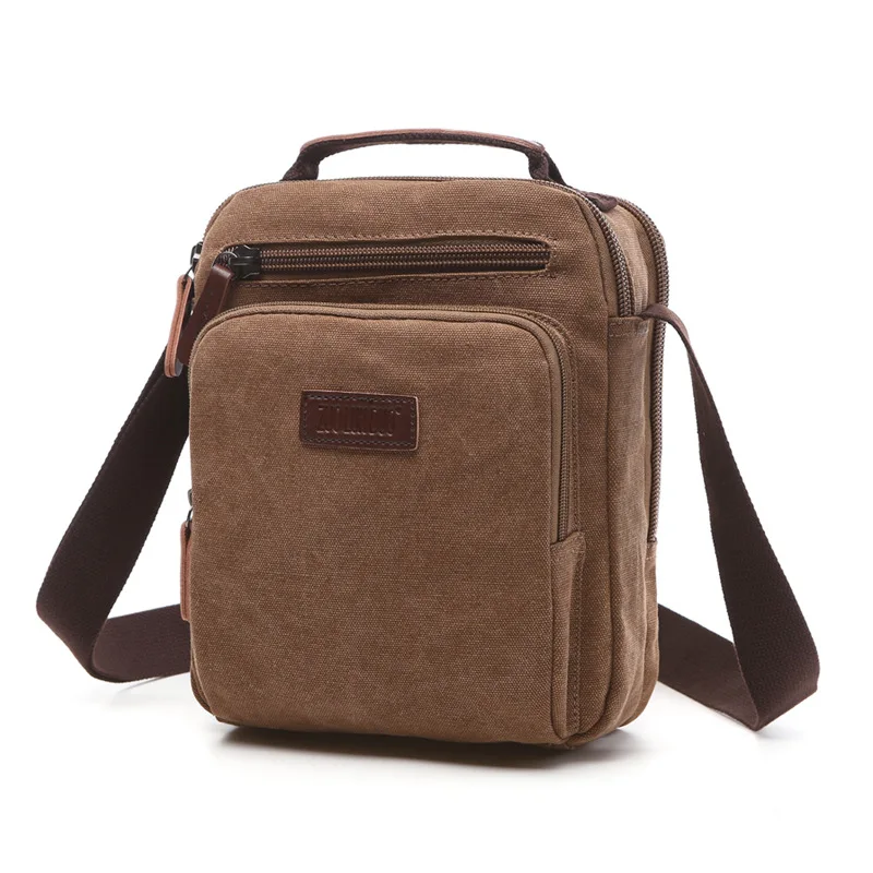 

Solid Color Canvas Small Square Shoulder Bag Handbag Men Vertical Section Cross Body Bag
