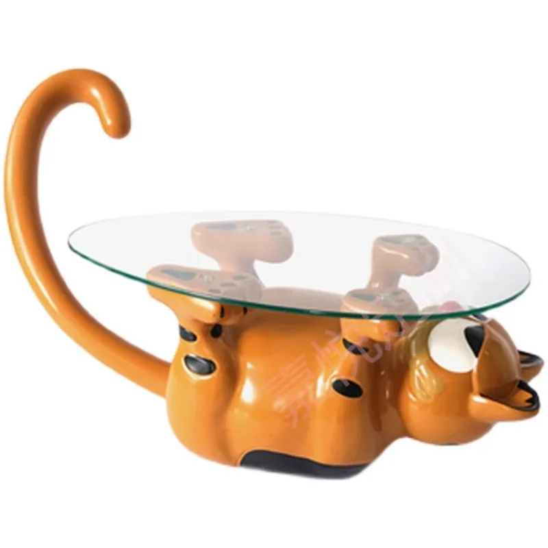 

Cute design special-shaped creativity, cat tea table tempered glass table