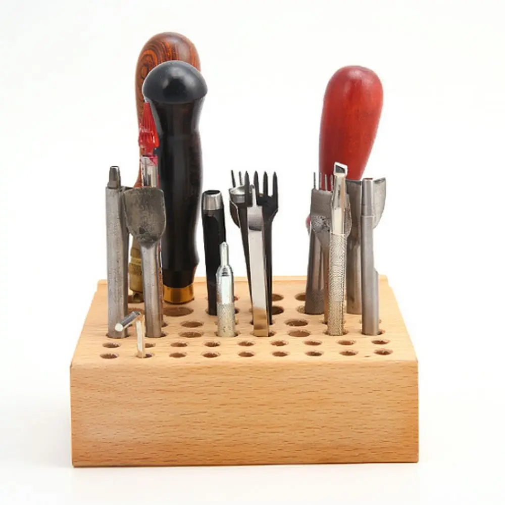 Beech Wood Leather Craft Tool Holder Organizer Stand For DIY Handmade Crafting Hand Stitching Storage Rack Bench Organizer