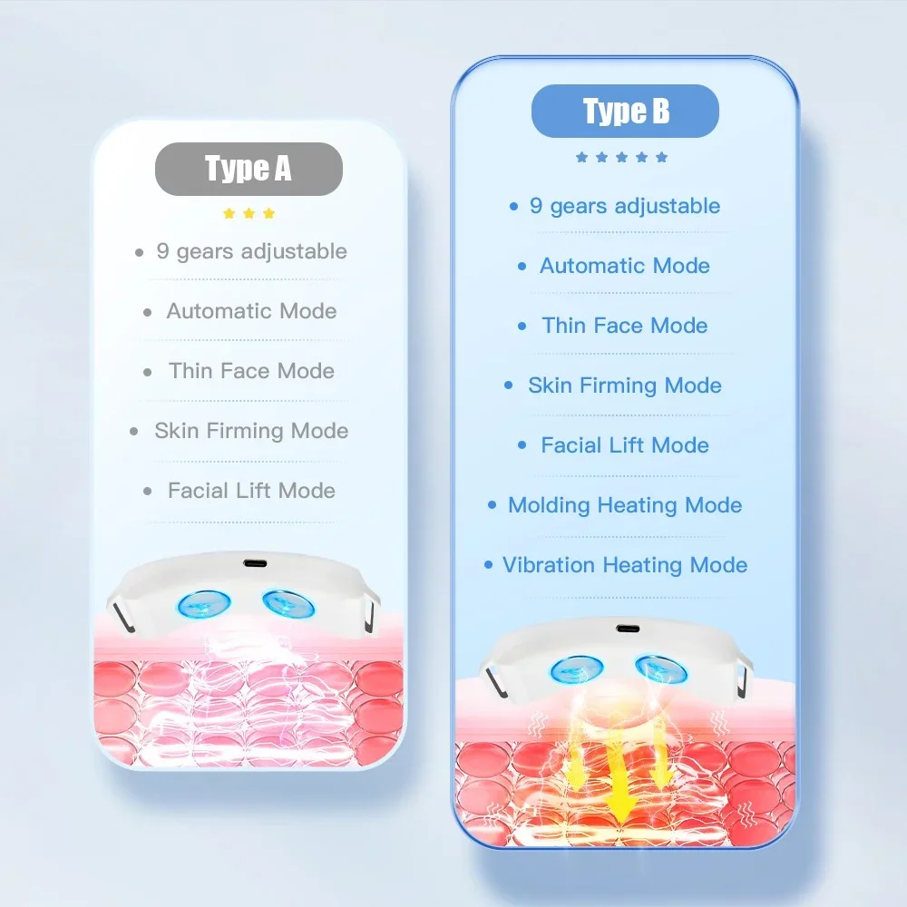 EMS Trillingen V-Gezicht Massager Dubbele Kin Gezicht Shaper Facial Lifter Schoonheid Apparaat Heet Kompres Lifting Aanscherping Afslanken gereedschap