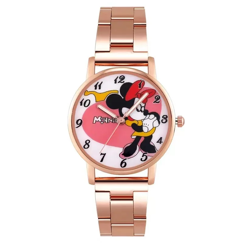 Kawaii Disney Mickey Mouse Cartoon Sports Steel Strip Quartz Watch Adjustable Watch Ladies Watch Clock Wrist Relogio Feminino