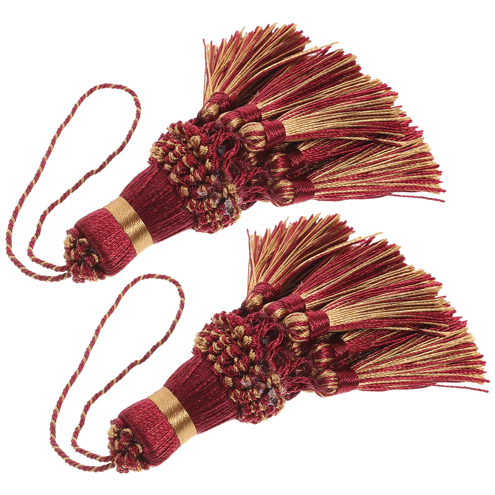 

2Pcs Red Polyester Tassel Decor Curtain Accessories DIY Craft Pendant Home Decor Trim For Curtains Lamp Shades Window House