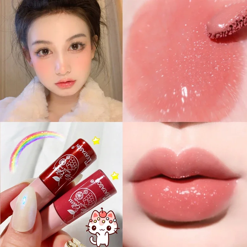 10 Colors Peach Moisturizing Lip Gloss Waterproof Glossy Long Lasting Not Sticky Natural Lip Tint Daily Water Mirror Lip Makeup