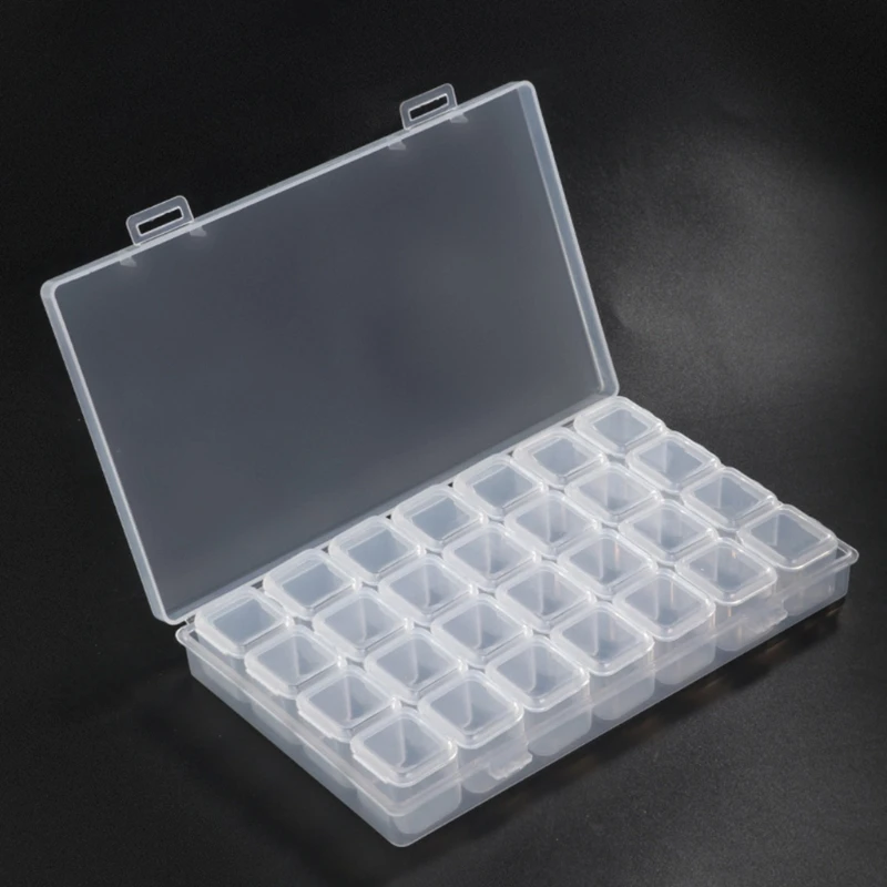 28 Grids Clear Plastic Box Storage Container Jewelry Box Bead Craft