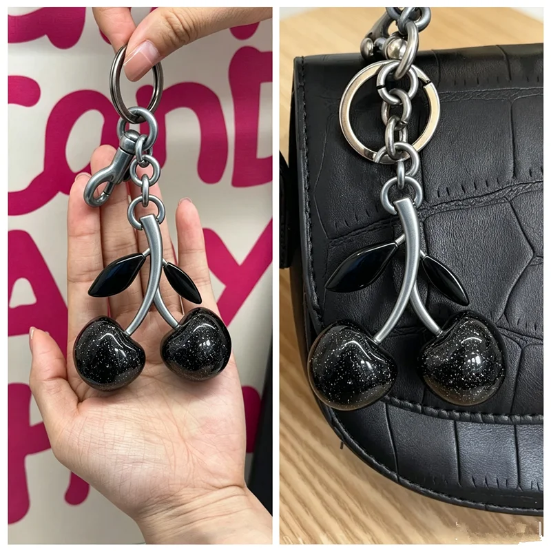 Luxury Black Cherry Charm Pendant Decoration For Coach Handbag Shoulder Bag Women's High-Grade Keychain Bags Attachment Parts