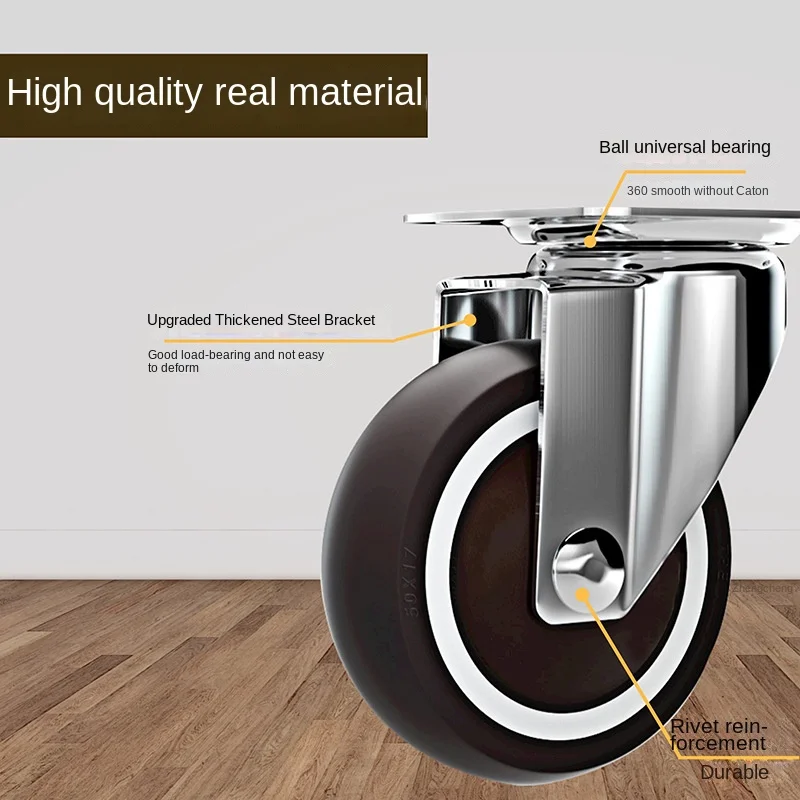 

4PCS 1.5 Inch Soft Rubber Silent Casters - Heavy Duty Swivel or Fixed Rollers for Home & Office