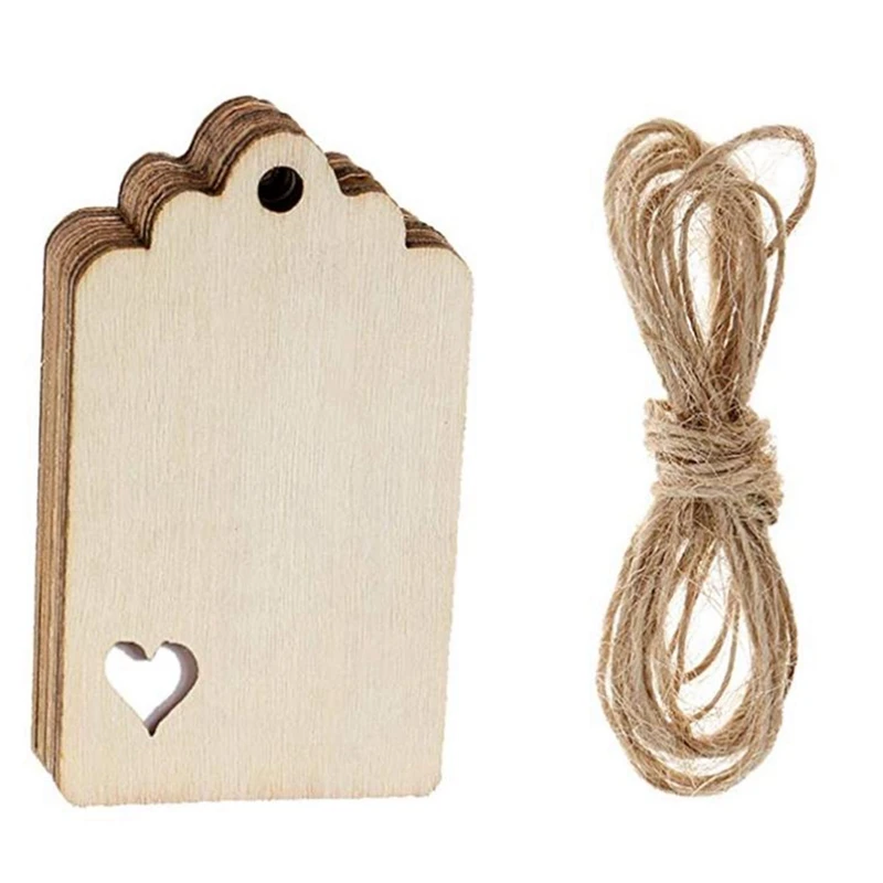 50Pcs Mini Wooden Tag,Unfinished Hanging Wooden Tag With Hole DIY Christmas Holiday Decoration