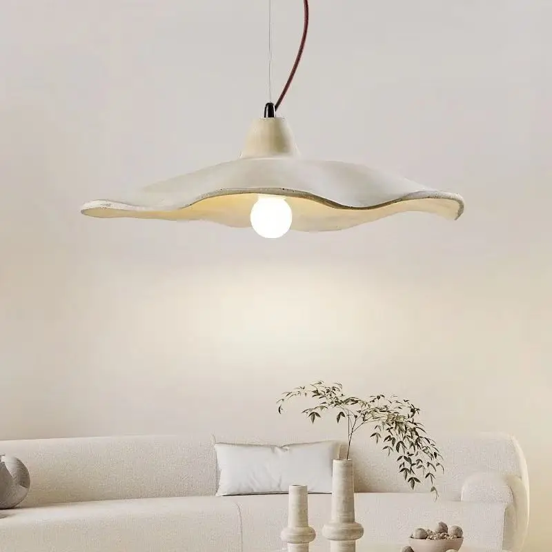 Nordic Japanese Lotus Leaf Cement Lamp Cream Style Minimalist Artistic Bedroom Living Room Homestay Antique-Inspired Lighting