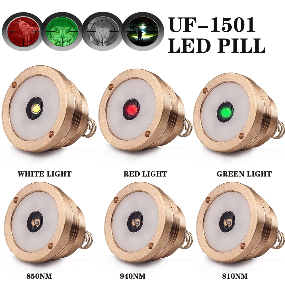 

UniqueFire IR850nm 940nm Red Green White Light Led Bulb Drop in Pill LED Driver Lamp Holder for UF-1501 LED Flashlight Torch