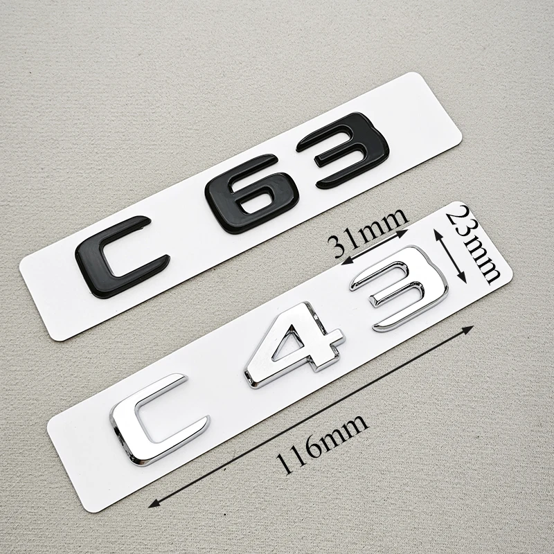 3D ABS Car Logo C43 C63 Emblem for W203 W204 W205 C 43 63 Car Rear Trunk Badge Letters Sticker Accessories view 4