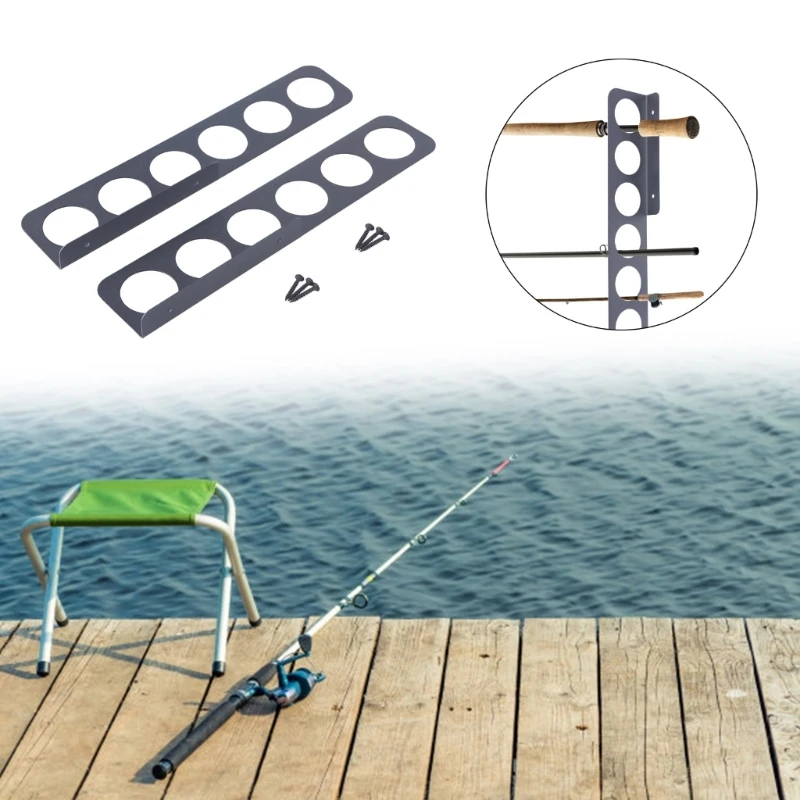 6/12-Rod Fishing Rod Holder Wall Ceiling Storage Rack Horizontal Rod Stand for Garage, Cabin, Basement Fishing Accessory