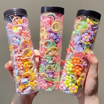 Bandes de cheveux élastiques pour filles, 80 pièces/40 pièces/bouteille, accessoires pour cheveux de bébé, anneau de cheveux pour enfants, corde de tête, chouchous, couvre-chef, 1 ou 2 bouteilles