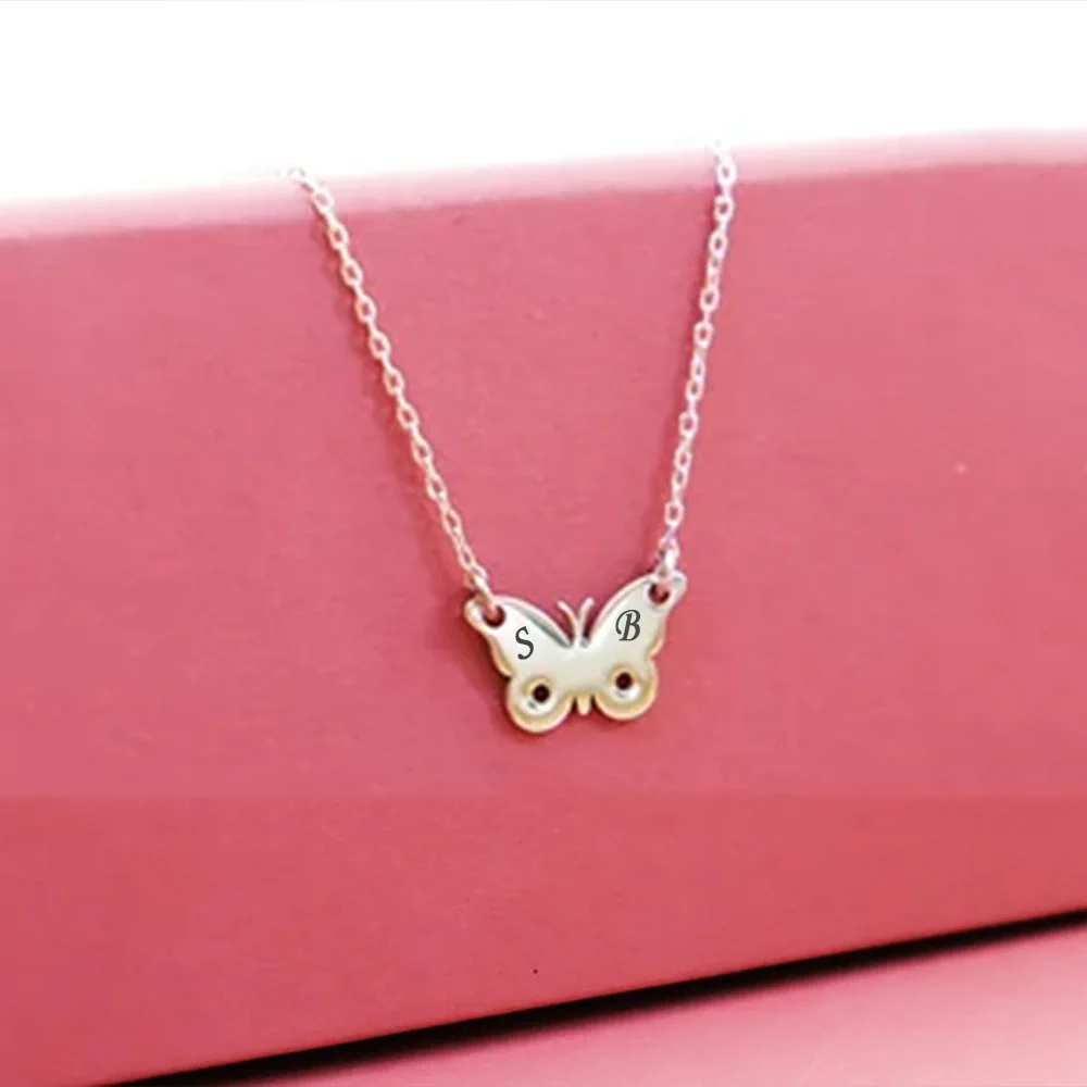 

Custom Letter Women Necklace Fashion Butterfly Pendant Necklace Stainless Steel Jewelry Anniversary Gift Wholesale Dropshipping