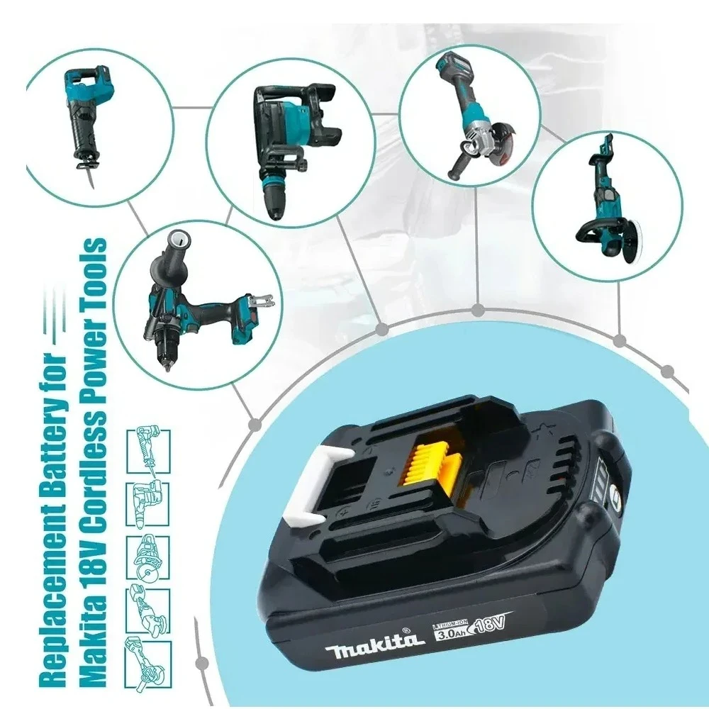 

Аккумулятор Makita 18 В 3 Ач для Bl1815, Bl1830, Bl1860 | 5000 мАч перезаряжаемый | Аккумулятор для электроинструментов