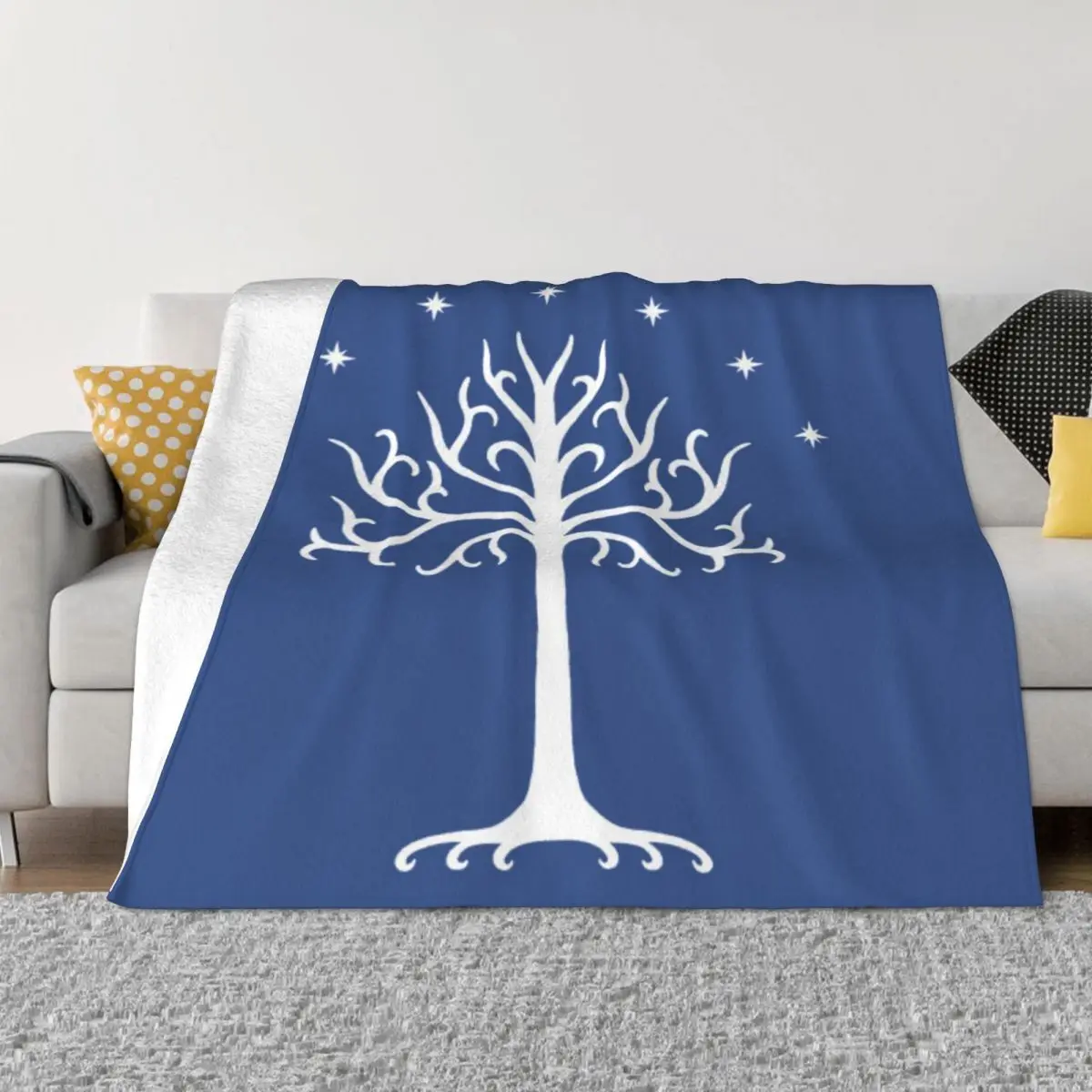 White Tree Of Gondor 2392 Plush Bed Blanket Blankets And Throws Throw Blanket