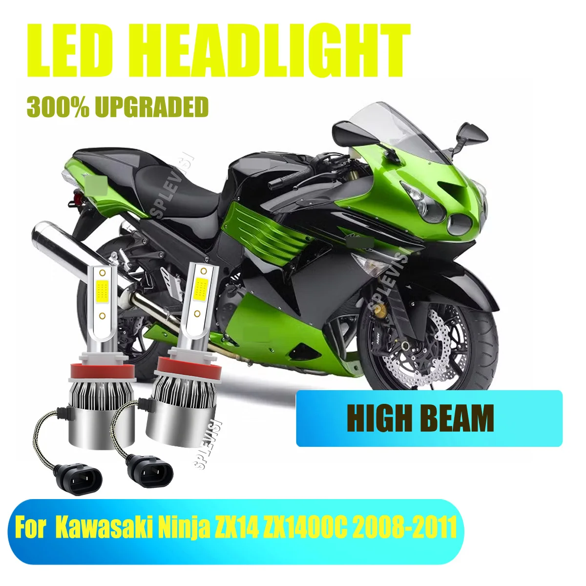

H11 H8 H9 LED Headlight High Beam Bulbs - steady output, fine light patterns Fits For Kawasaki Ninja ZX14 ZX1400C 2008-2011