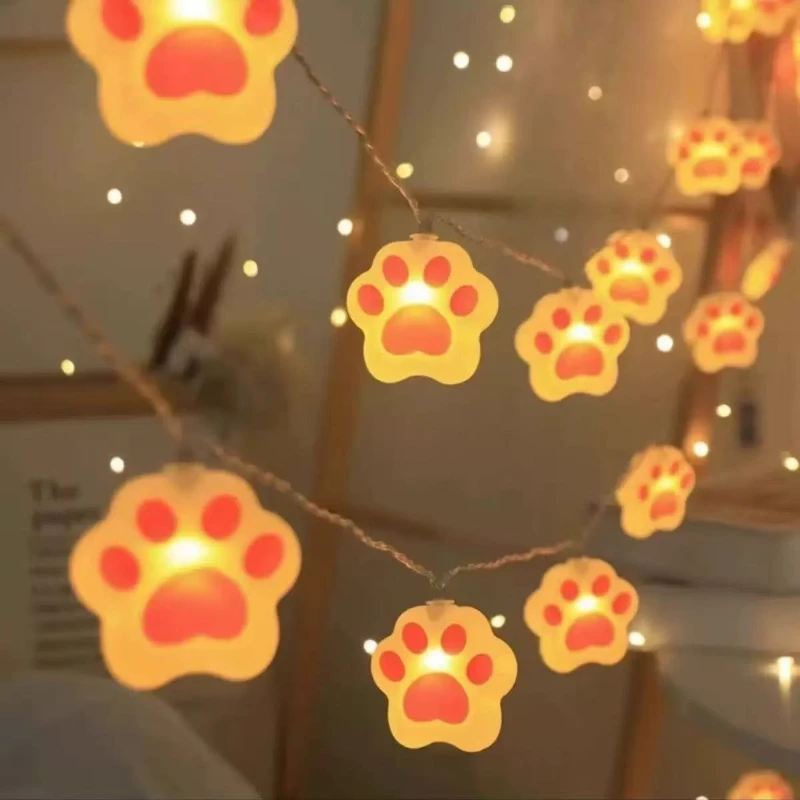 

Cartoon Kitty Claw Lighting String LED Cute Smiling Cloud Star Night Lamps Home Hanging Light Colorful Kids Christmas Decoration