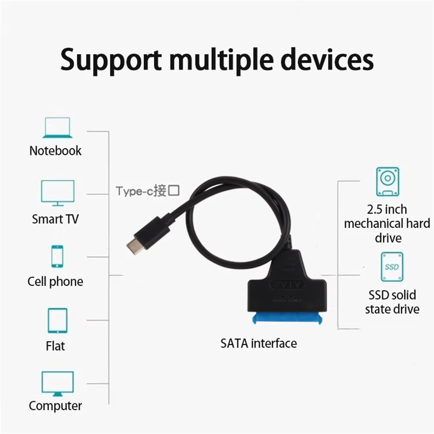 Usb 3.1 usb c ao conversor de sata usb 3.1 tipo-c cabo adaptador para 2.5 "disco rígido cabo sata para tipo c disco rígido de alta velocidade ssd