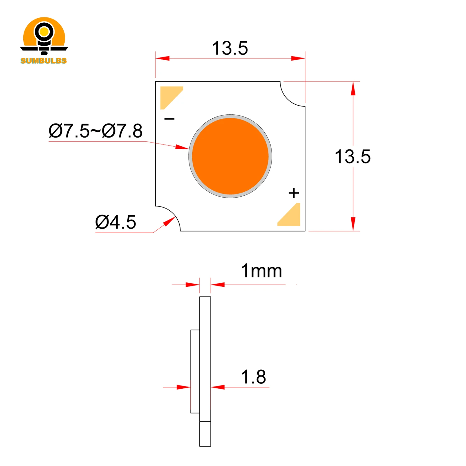 COB LED fonte de luz para spotlight interior, lâmpada do teto, CRI Ra 80, DC 6V, 3W, 1414-0203, 14x14mm, 500mA