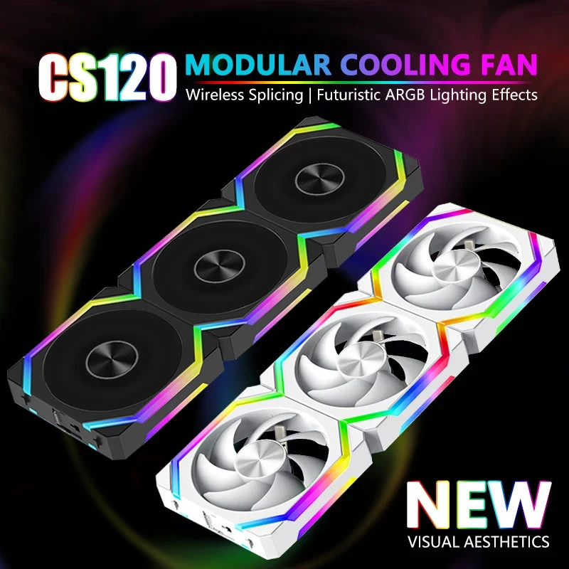 S+   JUMPEAK CS120 ARGB 120mm PC Cooling Fan PWM Silent Modular RGB Gaming Case