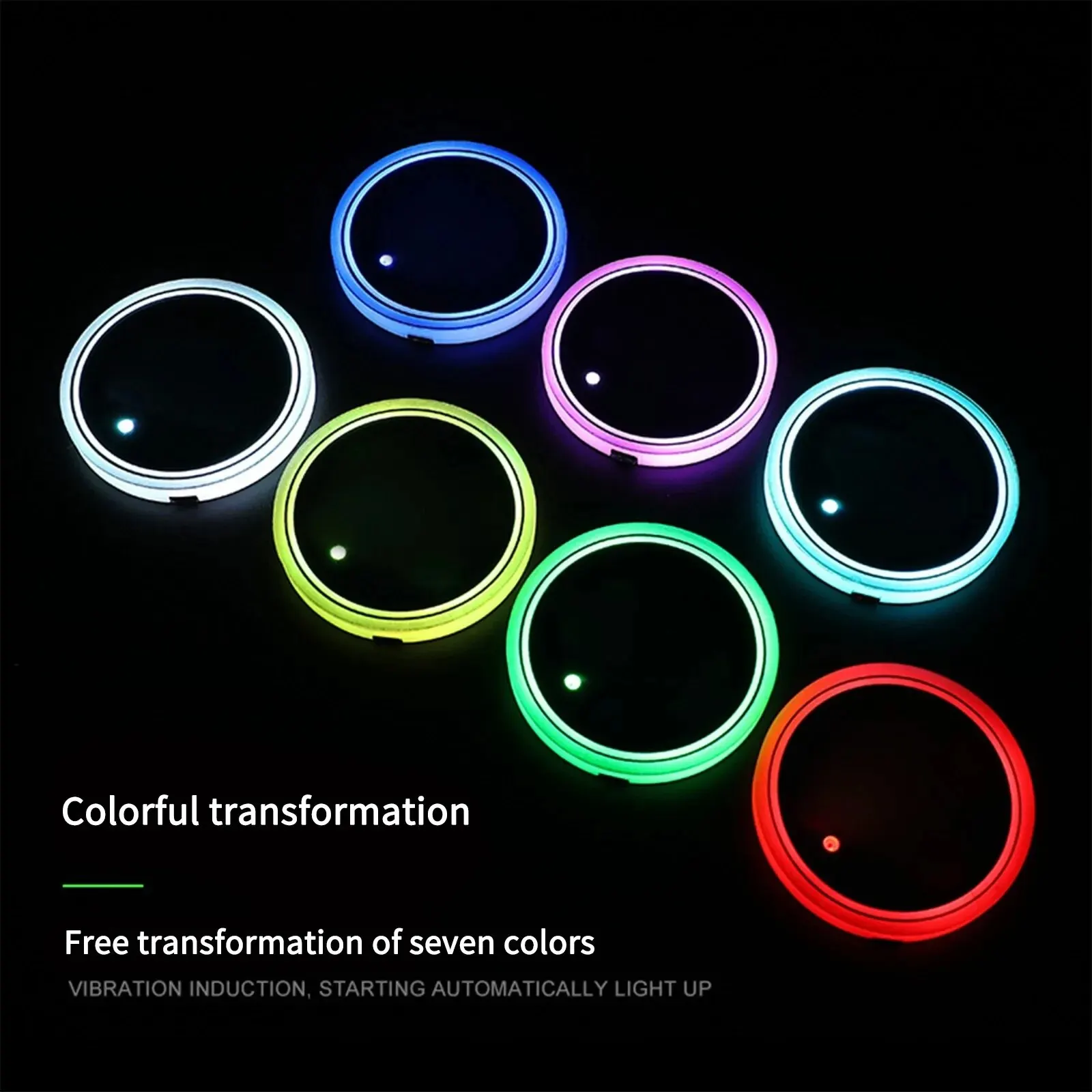 7 Colors Car LED Luminous Water Cup Pad Party Drink Cup Mat Auto Interior Atmosphere Light Decor Solar USB Non Slip Coaster