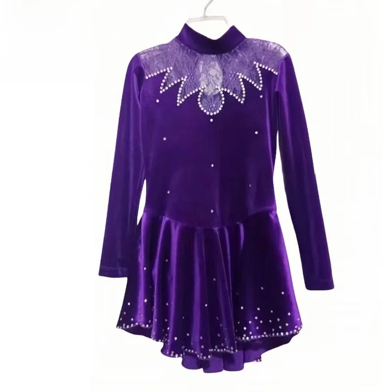 

Children's Adult Figure Skating Costume Sports Dr Girl's Diamond-Encrusted Training Skirt Ice Performance Dr