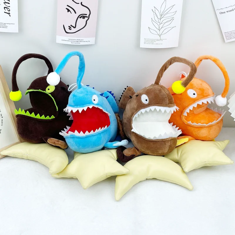 

4pcs Devil Fish Lantern Fish Plush Toy Monkfish Soft Stuffed Animal Doll Cute Squishy Decor Doll Game Toy for Boys Girls Gifts