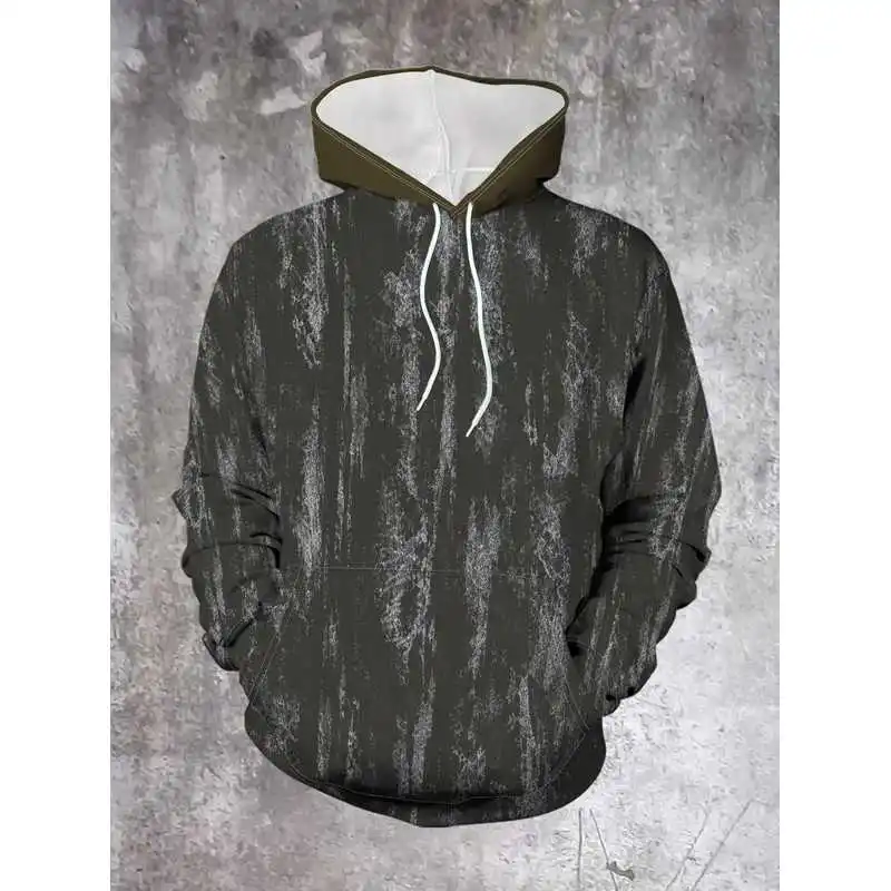 Men's tie dye style hoodie 3-piece set, fashionable retro texture pullover sweatshirt, casual daily multifunctional top