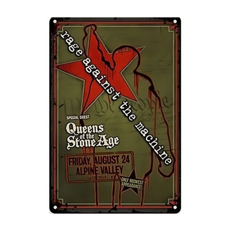 ملصق معدني مزخرف لديكور الجدار ، الغضب ضد ، الآلة ، فرقة المغني ، المرآب ، المقهى ، علامة القصدير ، خمر