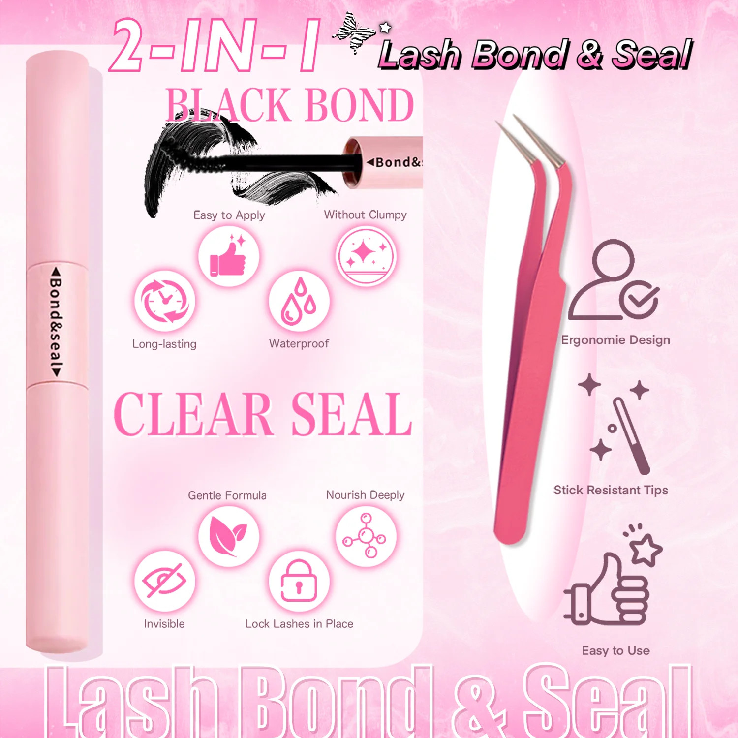 DIY 속눈썹 연장 키트 740개 속눈썹 클러스터, 속눈썹 본드 및 실러 리무버 포함, 자연스러운 속눈썹 연장 키트