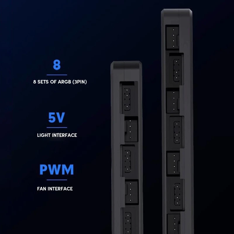 M17B 4Pin RGB 5V 3Pin ARGB PWM Hub Splitter 8 พอร์ตพัดลม Splitter Controller 8 แฟนอะแดปเตอร์สำหรับ PC เมนบอร์ดพัดลม