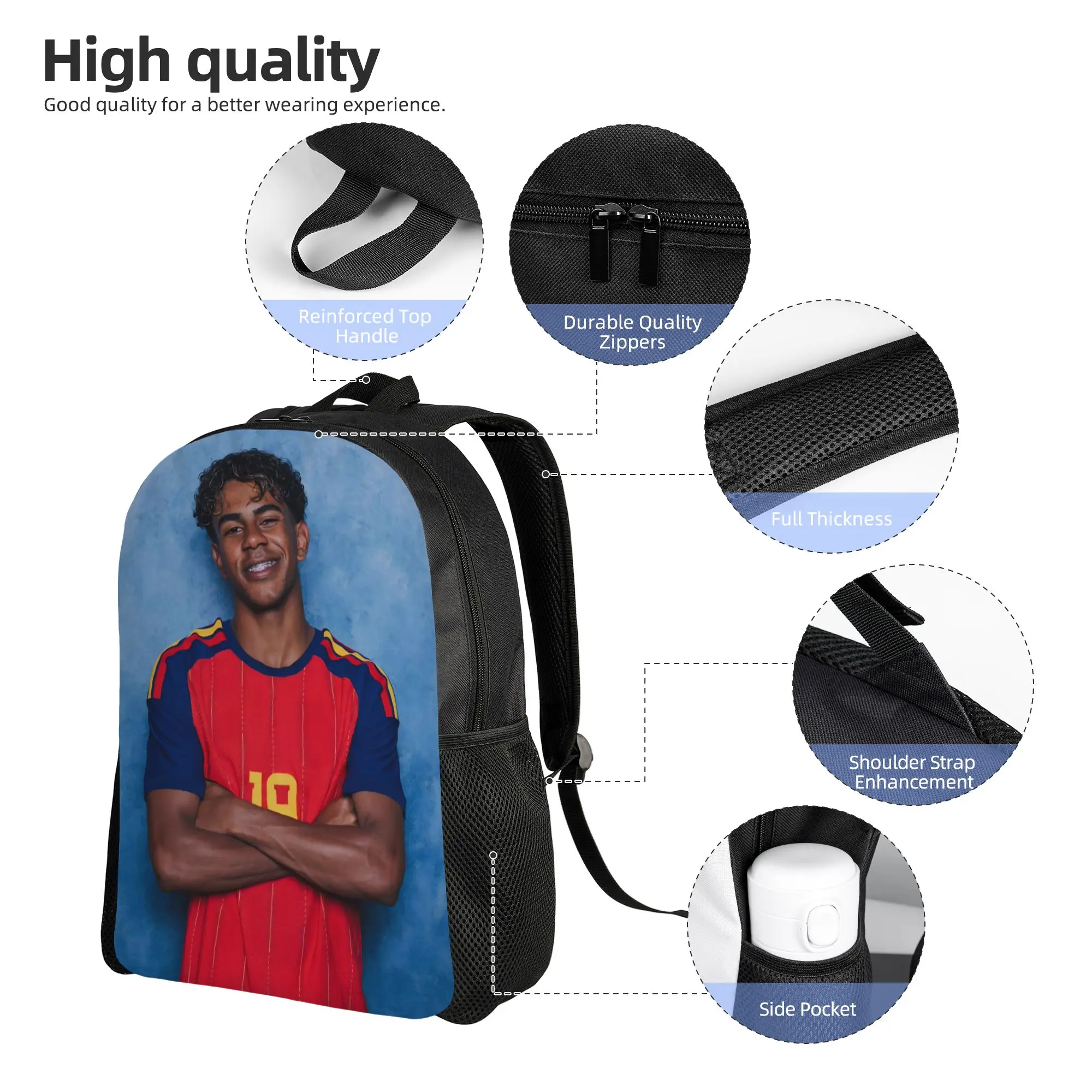 Football L-Lamine Yamal Spain Casual Backpack Sports Student Hiking Travel  Daypack for Men Women College Shoulder Bag
