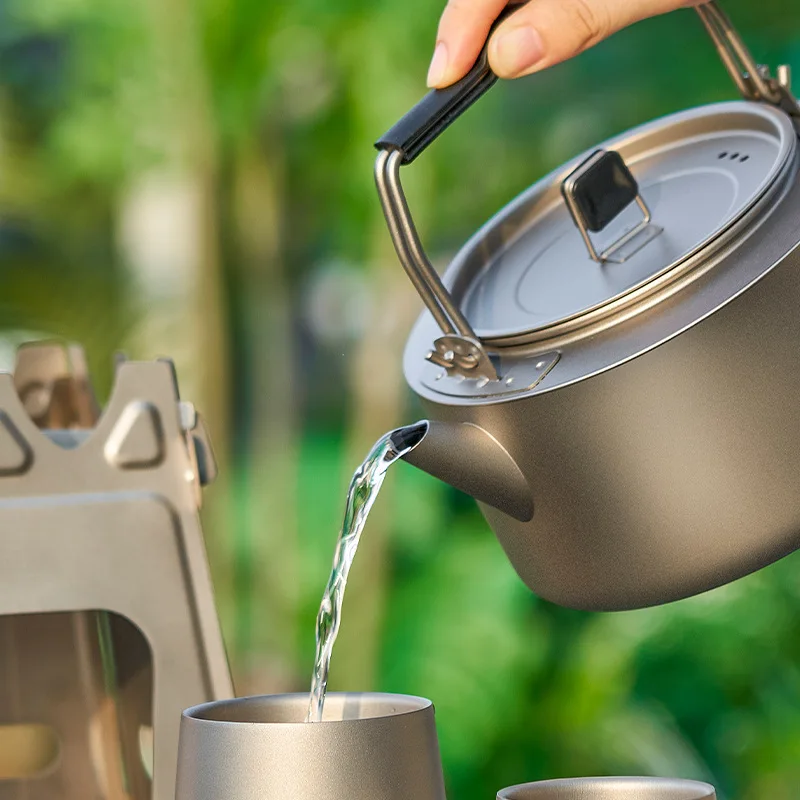 800/1000ML Pure Titanium Kettle/Teapot With Anti-scalding Handle And Anti-overflow Steam Hole For Home/Camping Travel,Cookware