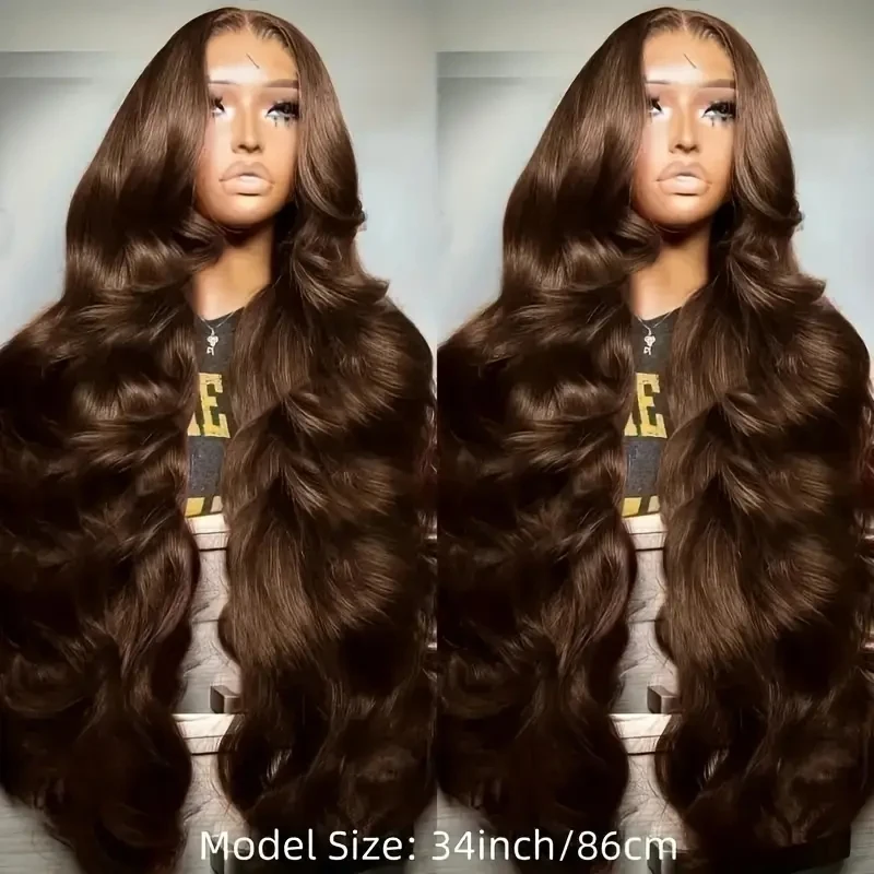 

Dark Brown Body Wave Glueless Wigs #2 250% Bouncy Body Wave Brazilian Virgin Human Hair Wigs 13x6 Invisible HD Lace Front Wigs Pre Plucked Pre Bleached Chocolate Brown Body Wave Colored Wigs For Women Body Wave Brown Lace Wigs With Baby Hair