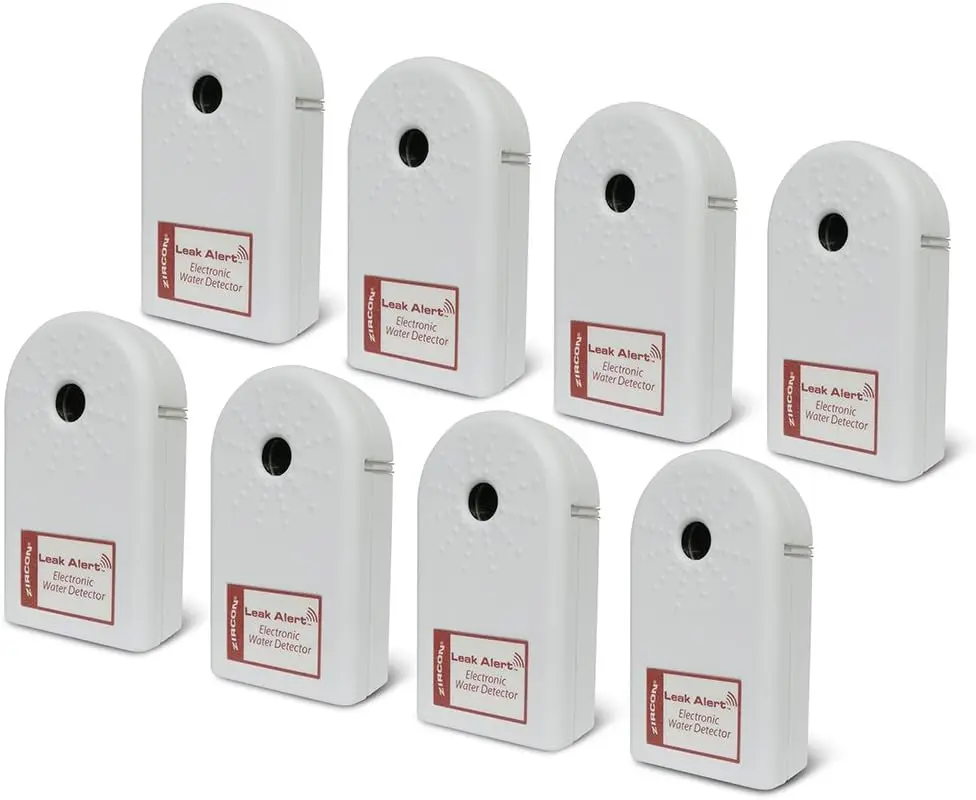 

8-Pack Electronic Water Leak Detectors with 85dB Alarm, Automatic Operation, White