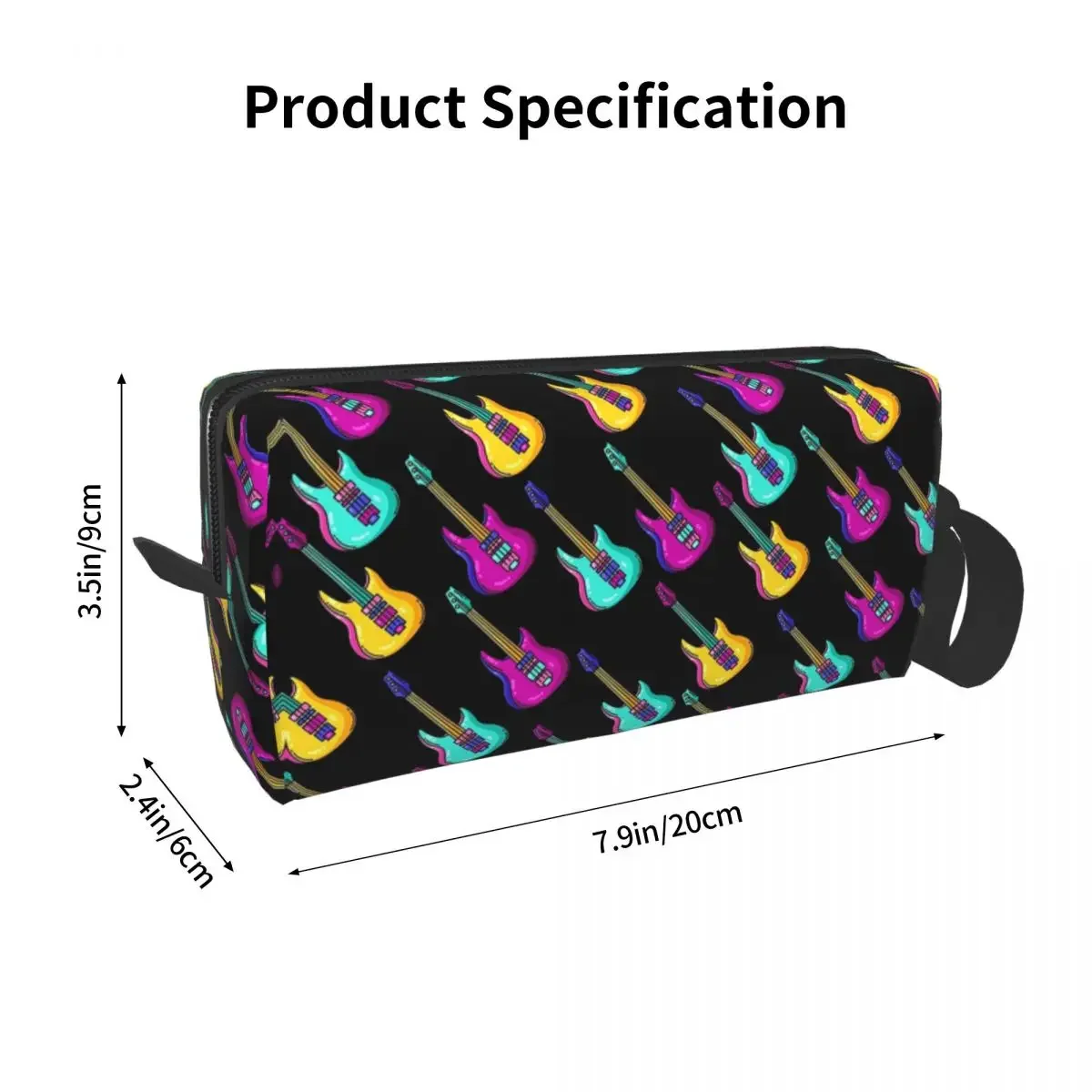 Guitar Piano Drum Music Notes Saxophone Violin Makeup Bag Cosmetic Dopp Kit Toiletry Cosmetic Bag for Women Beauty Pencil Case