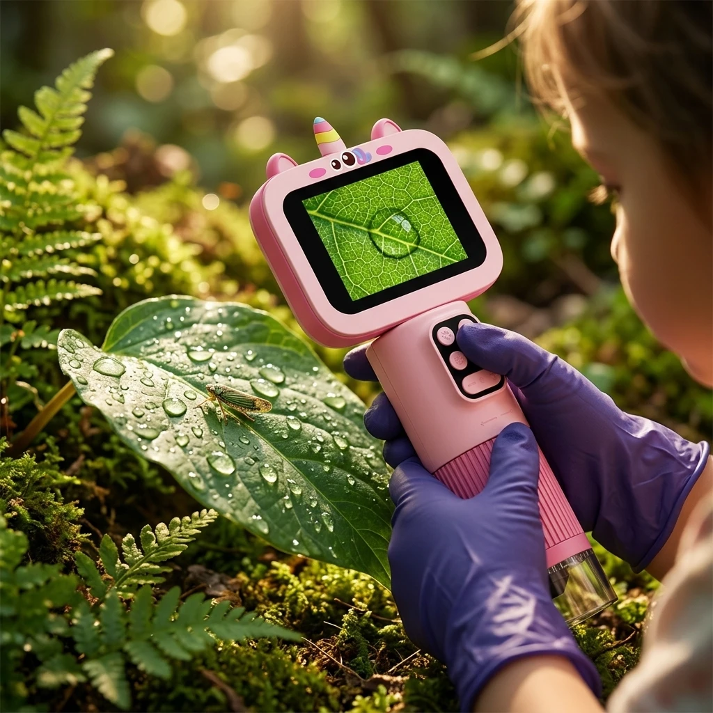 Portable Handheld Microscope ABS Body for Kids Science Experiment Educational Toy 2MP Digital Camera Outdoor Exploration