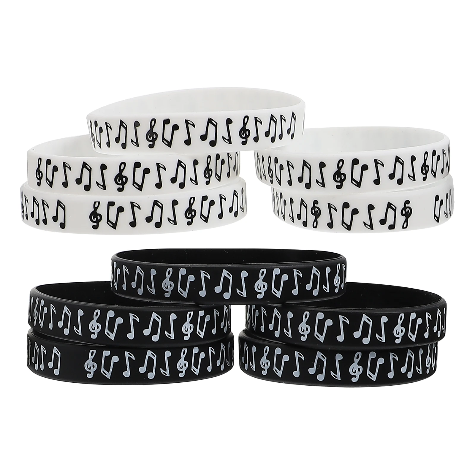 

10pcs Bracelets Music Gift Wristband Festival Decorative Wristbands Black White Classic Syllable Gifts