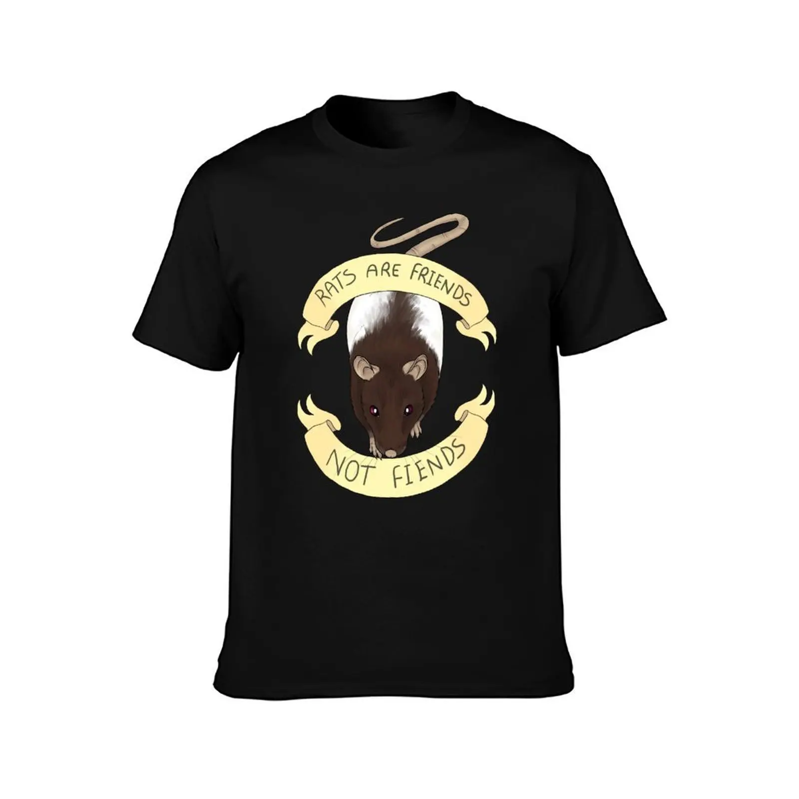 Rats are friends not fiends T-Shirt, Summer Casual Cotton Tee, Oversized Streetwear Tops, Vintage Graphic Print, 100% Cotton